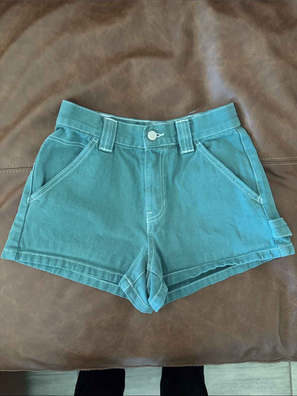 PacSun Teal High-Waist Cotton Shorts